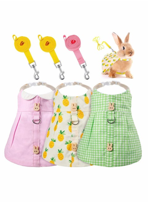 Pet Rabbit Dress with Harness Set Costume Walking Breathable Small Animal Vest Escape Proof