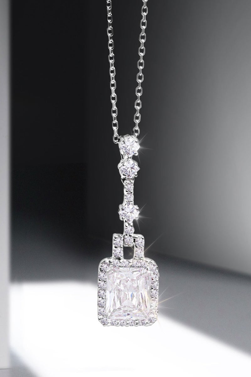 AWNL Moonlight Kiss Square Necklace for Women – Pendant with White Zirconia Gemstone and Sterling Silver, Middle East Exclusive Collection - Image 3