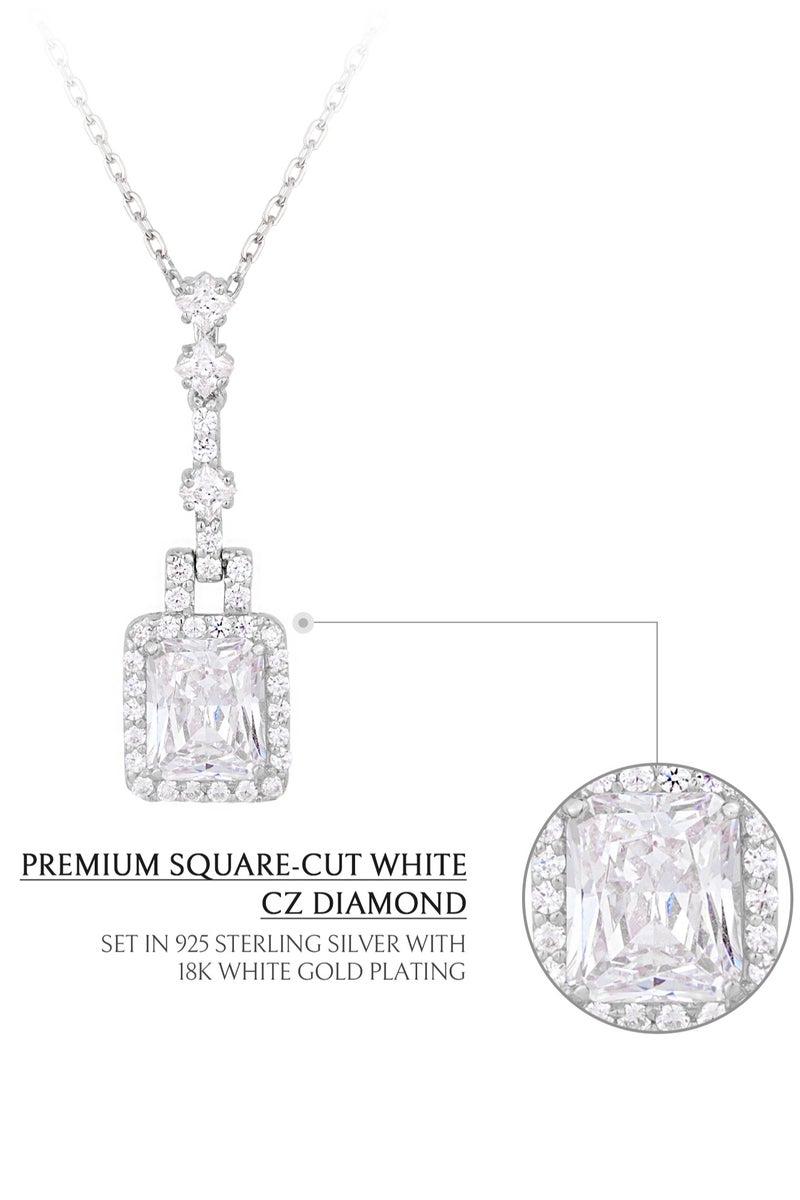 AWNL Moonlight Kiss Square Necklace for Women – Pendant with White Zirconia Gemstone and Sterling Silver, Middle East Exclusive Collection - Image 5