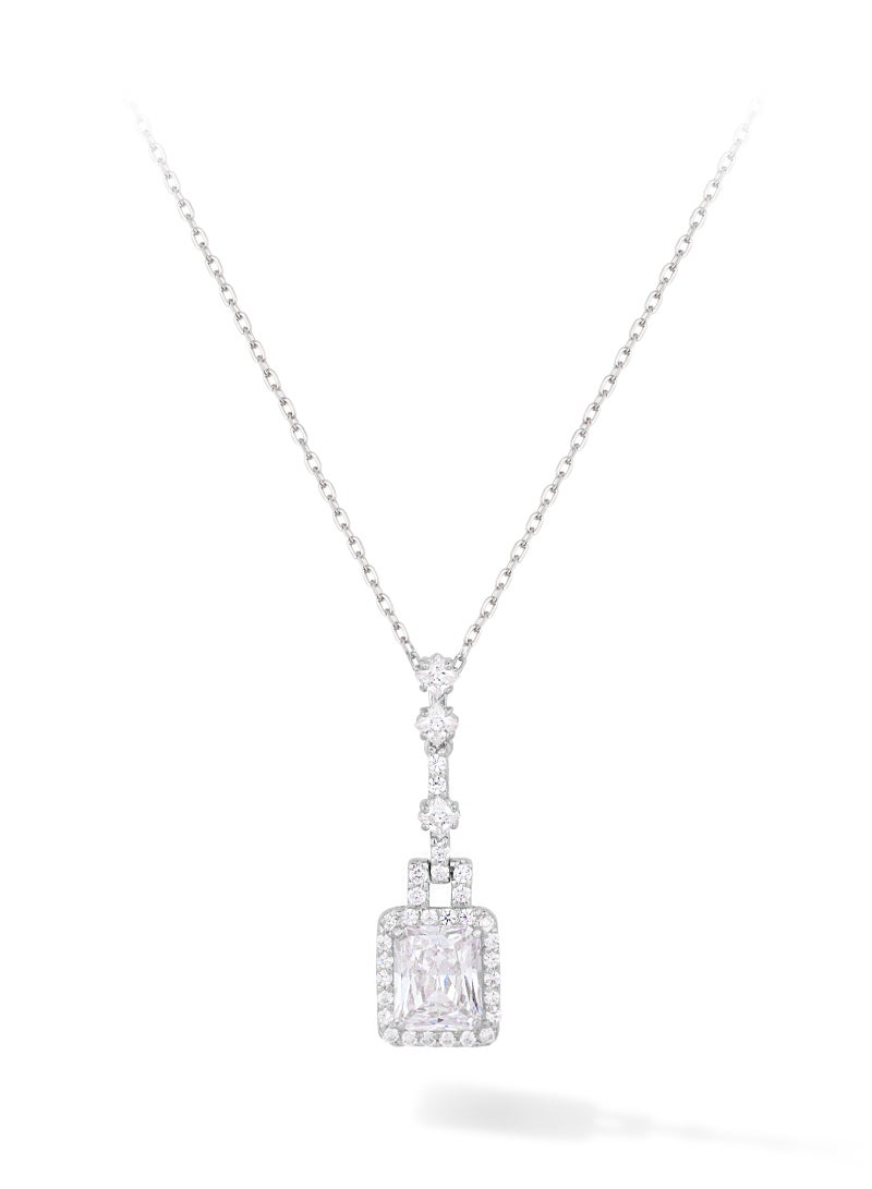 AWNL Moonlight Kiss Square Necklace for Women – Pendant with White Zirconia Gemstone and Sterling Silver, Middle East Exclusive Collection - Image 2