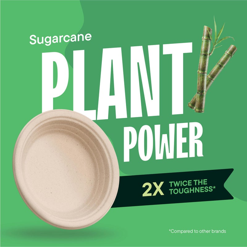 Stack Man Deep Dish Paper Plates, Heavy Duty Disposable Dinner Plates [125-Pack] 9 Inch Plates - 100% Compostable Eco-Friendly, Biodegradable Sugarcane Bagasse, Natural Brown 9" Paper Plate Disposable - Image 5