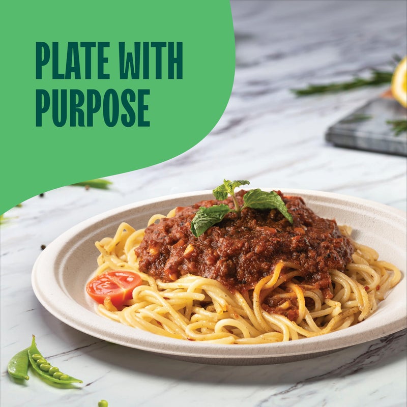 Stack Man Deep Dish Paper Plates, Heavy Duty Disposable Dinner Plates [125-Pack] 9 Inch Plates - 100% Compostable Eco-Friendly, Biodegradable Sugarcane Bagasse, Natural Brown 9" Paper Plate Disposable - Image 4