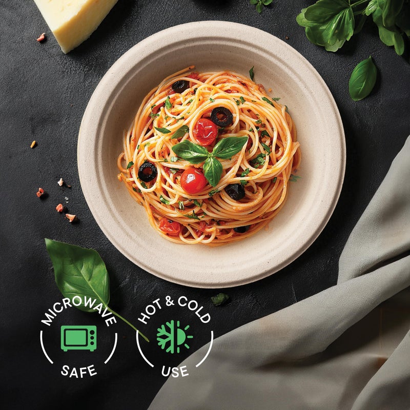 Stack Man Deep Dish Paper Plates, Heavy Duty Disposable Dinner Plates [125-Pack] 9 Inch Plates - 100% Compostable Eco-Friendly, Biodegradable Sugarcane Bagasse, Natural Brown 9" Paper Plate Disposable - Image 3