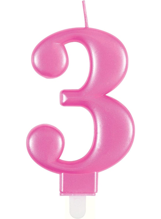 Unique Met Pink Number 3 Birthday Candle - Image 2