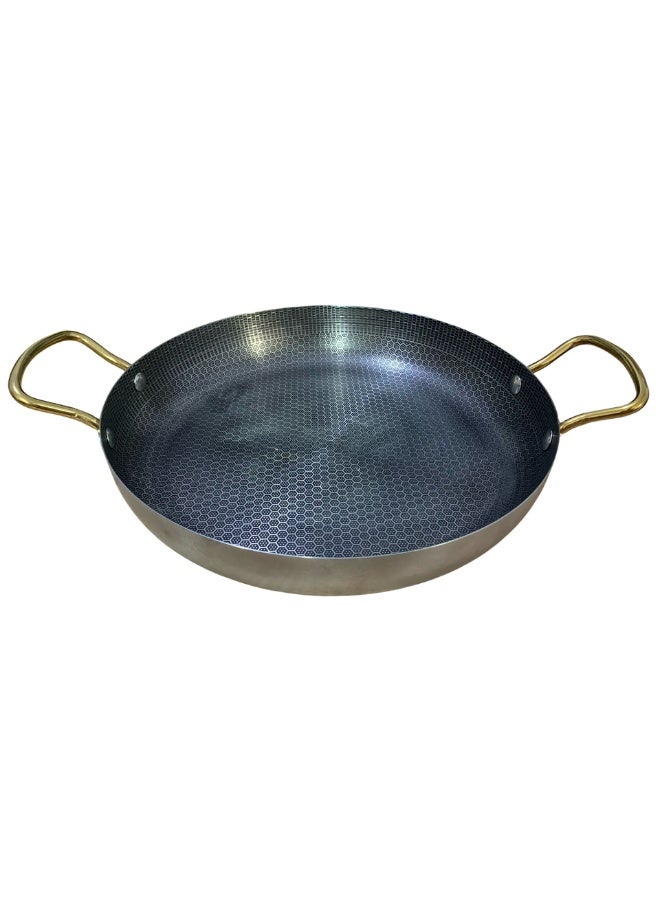 طاسة استانلس ستيل لتسوية وتقديم الطعام بيدين، طاسة قلي ووك عميقة غير لاصقة للقلي والتحمير وتقديم الطعام كلاسيكية صغيرة للاستخدام اليومي للطهاة (28 سم) - Image 5