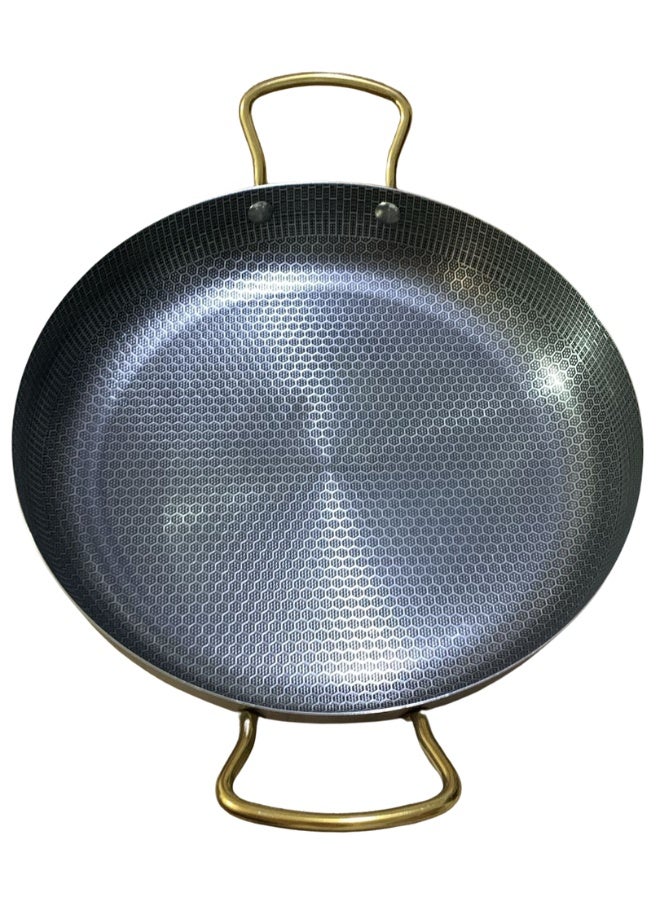 طاسة استانلس ستيل لتسوية وتقديم الطعام بيدين، طاسة قلي ووك عميقة غير لاصقة للقلي والتحمير وتقديم الطعام كلاسيكية صغيرة للاستخدام اليومي للطهاة (28 سم) - Image 3