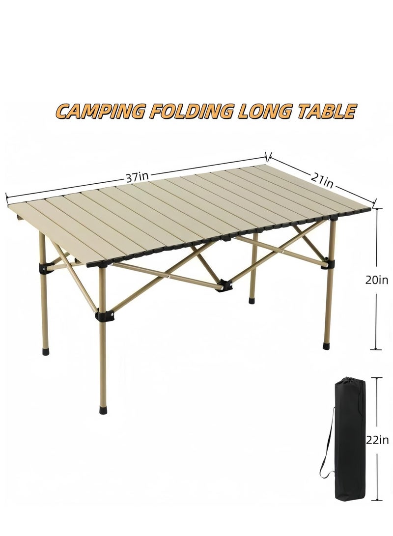 CIMIA Folding Camping Table, Portable Beach Table,with Portable Bag，Suitable for Indoor, Outdoor, Camping, Backyard, Party, Patio, The Yellow Camping Table at The Beach  - Image 2