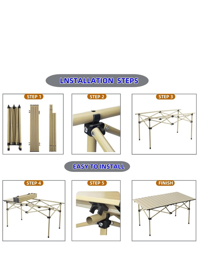 CIMIA Folding Camping Table, Portable Beach Table,with Portable Bag，Suitable for Indoor, Outdoor, Camping, Backyard, Party, Patio, The Yellow Camping Table at The Beach  - Image 4