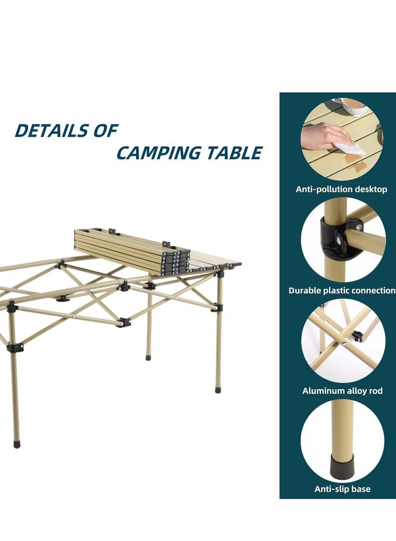 CIMIA Folding Camping Table, Portable Beach Table,with Portable Bag，Suitable for Indoor, Outdoor, Camping, Backyard, Party, Patio, The Yellow Camping Table at The Beach  - Image 5