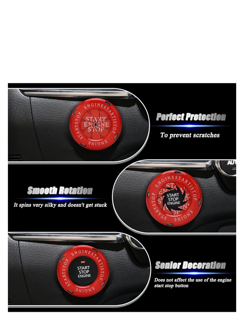 SYOSI Rotary Engine Start Stop Push Button Cover Trim for Car Interior Accessories Ignition Protector Decoration Cap Sport Racing Modification Ring Anti Scratch Car Button Decoration Ring - Image 2