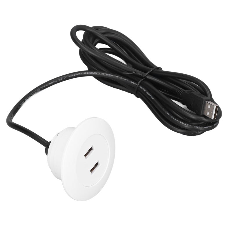 Dual Usb Charging Socket White Flush Mount Installation Usb Wall Outlet - Circuit Protection Intelligent Charging For Home Furniture Bedside Use - Image 1