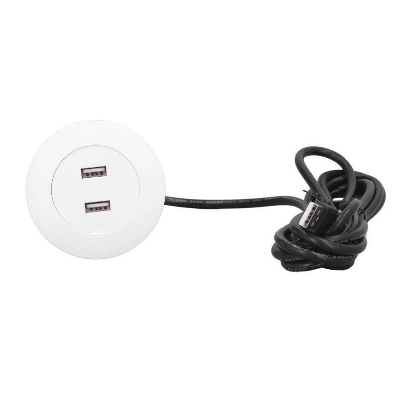 Dual Usb Charging Socket White Flush Mount Installation Usb Wall Outlet - Circuit Protection Intelligent Charging For Home Furniture Bedside Use - Image 3