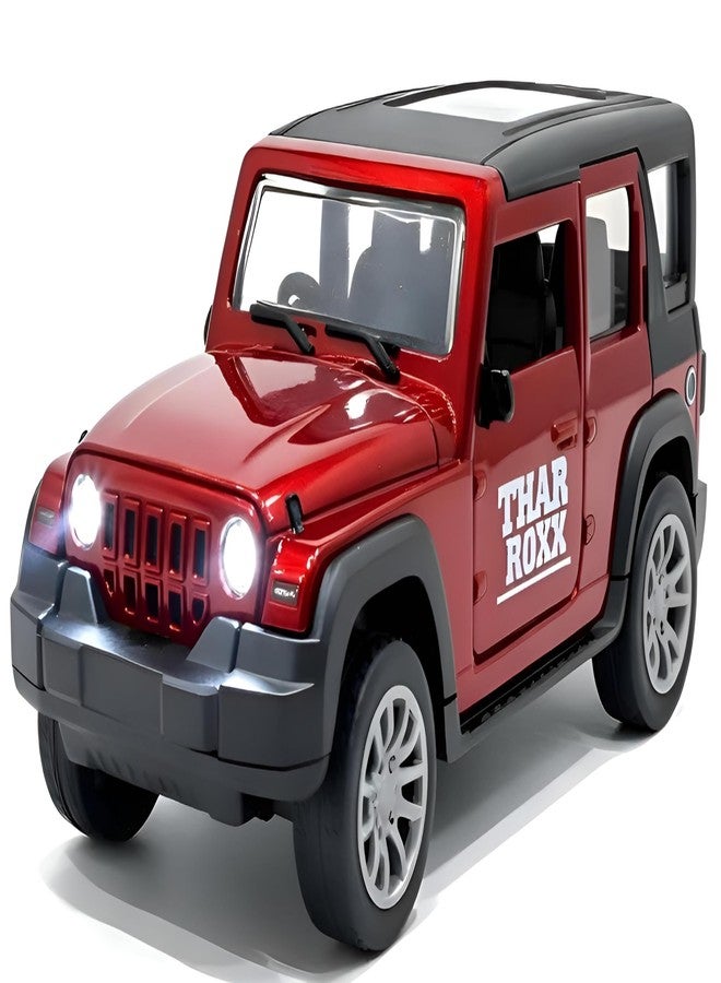 TOYOOS Thar Roxx-Style Premium Car Toy for Kids | DieCast Metal Pull-Back Action | Openable Doors | Light and Music | Realistic Miniature Model | Gift 2 3 4 5 6 7 8 9 10 11 12 Boys Girls | Red - Image 1