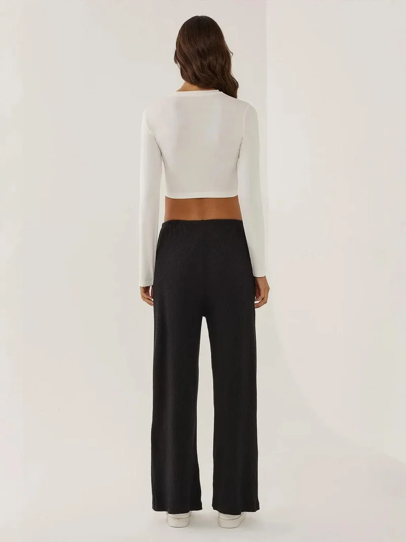 HICCUP Low Waist Wide Leg Striped Pants