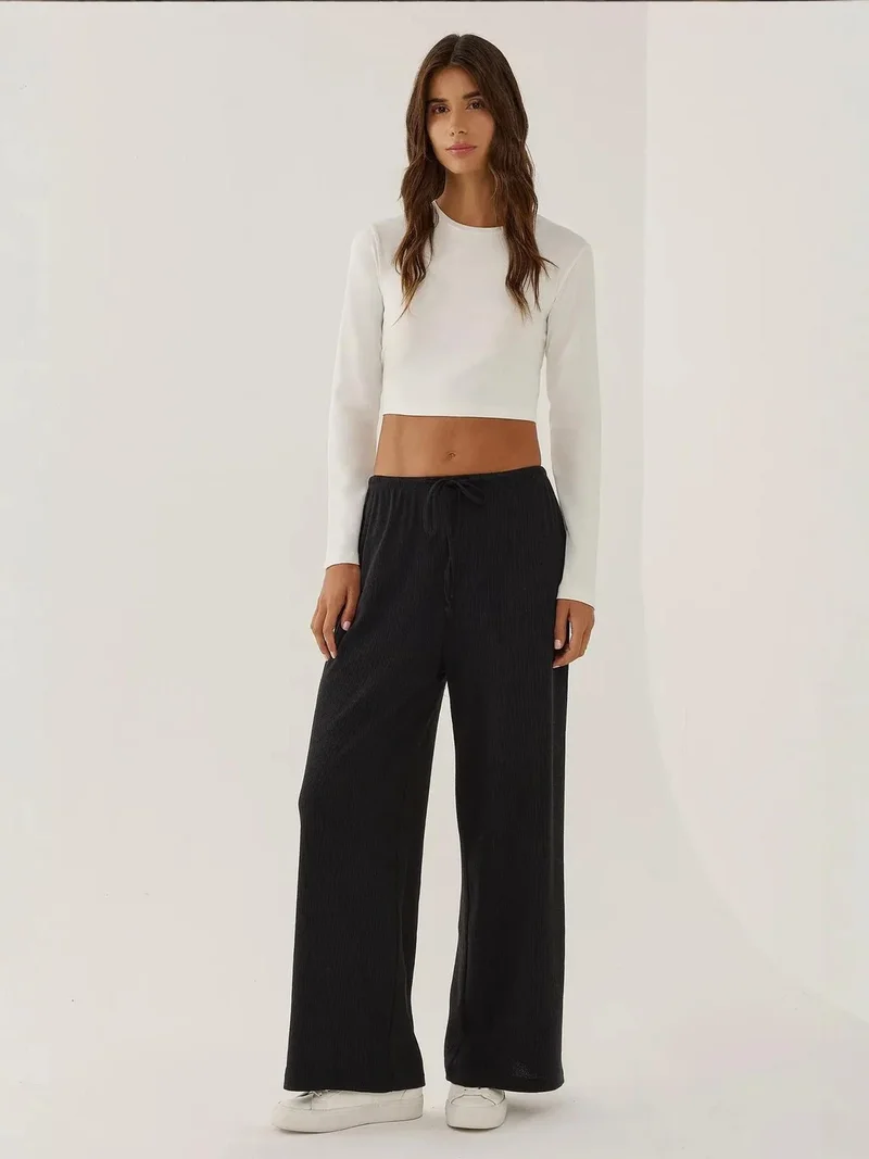 HICCUP Low Waist Wide Leg Striped Pants