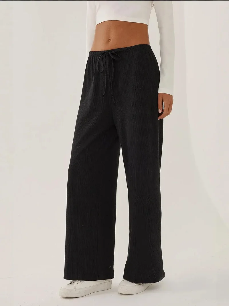 HICCUP Low Waist Wide Leg Striped Pants