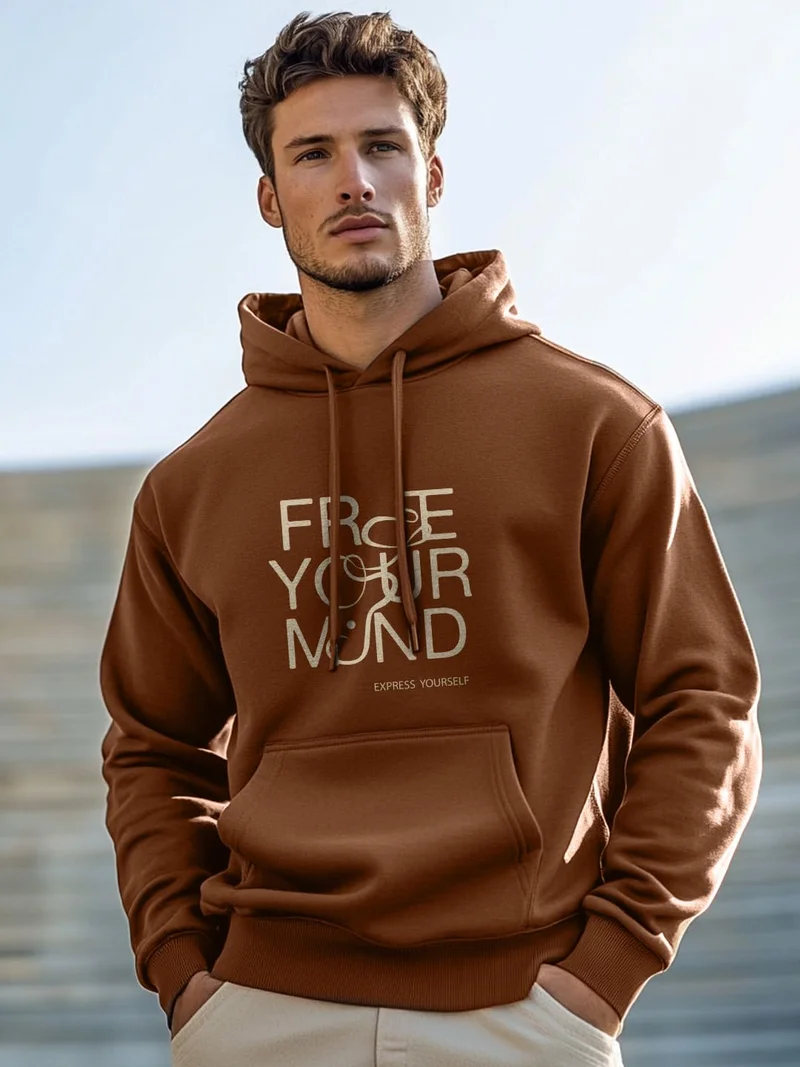 نوبيرو Brown Hooded Sweatshirt for Men