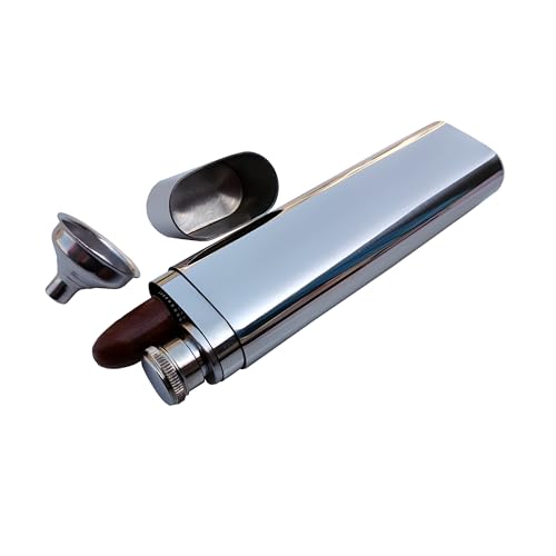 CNFLASK Stainless Steel Mirror Polished 1-Finger Cigar Case with 2oz Tube Flask Cigar Tube Pocket Cigar Holder - Image 1