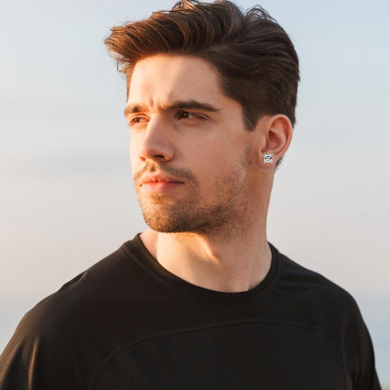 Jstyle 2 Pairs Stainless Steel Magnetic Stud Earrings for Men Women Non-piercing CZ Hypoallergenic 7mm - Image 3