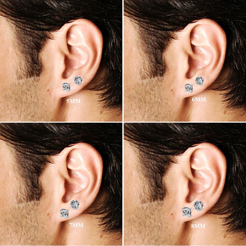 Jstyle 2 Pairs Stainless Steel Magnetic Stud Earrings for Men Women Non-piercing CZ Hypoallergenic 7mm - Image 2