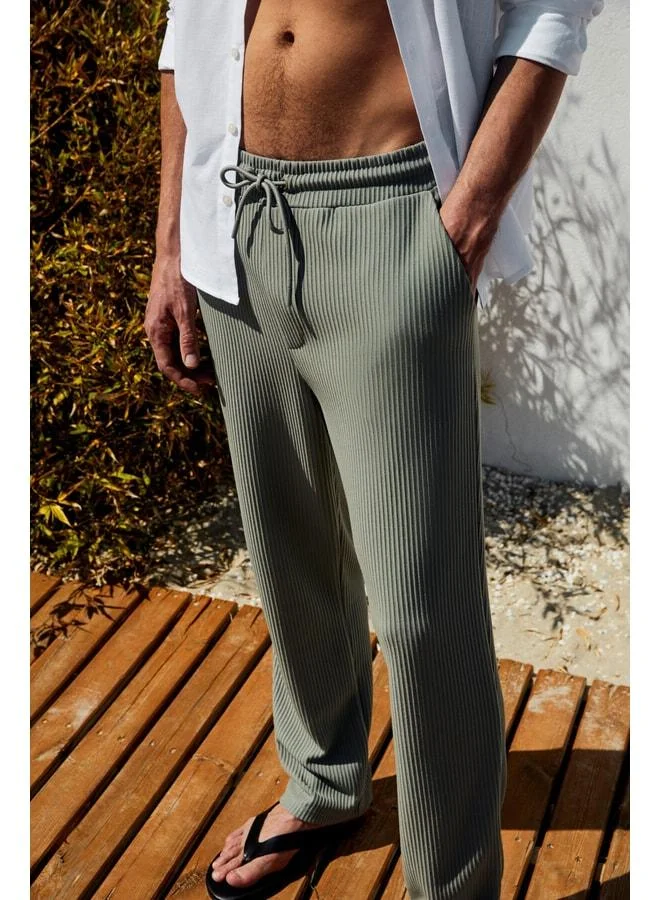 GRIMELANGE ERNO Men's Elastic Waist Relaxed Khaki Sweatpants with Side Pockets