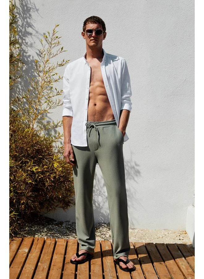 GRIMELANGE ERNO Men's Elastic Waist Relaxed Khaki Sweatpants with Side Pockets