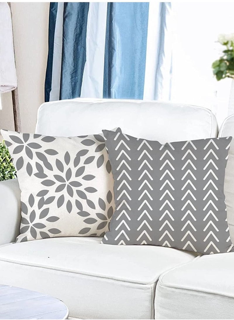 MIXDE Pillow Covers 18x18 Set of 4, Modern Sofa Throw Pillow Cover, Decorative Outdoor Linen Fabric Pillow Case for Couch Bed Car 45x45cm (Gray, 18x18,Set of 4)  - Image 3