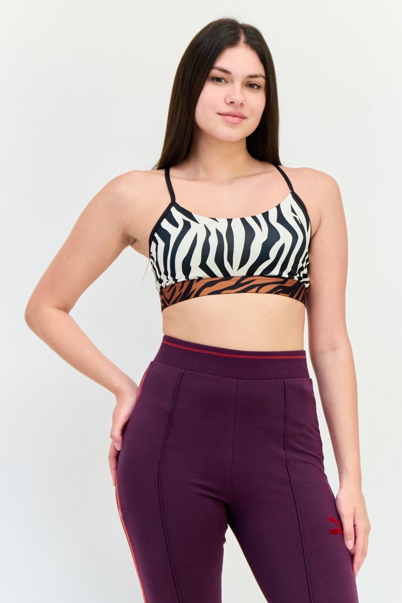PUMA Women Animal Print Padded Sports Bra, Multicolor - Image 1