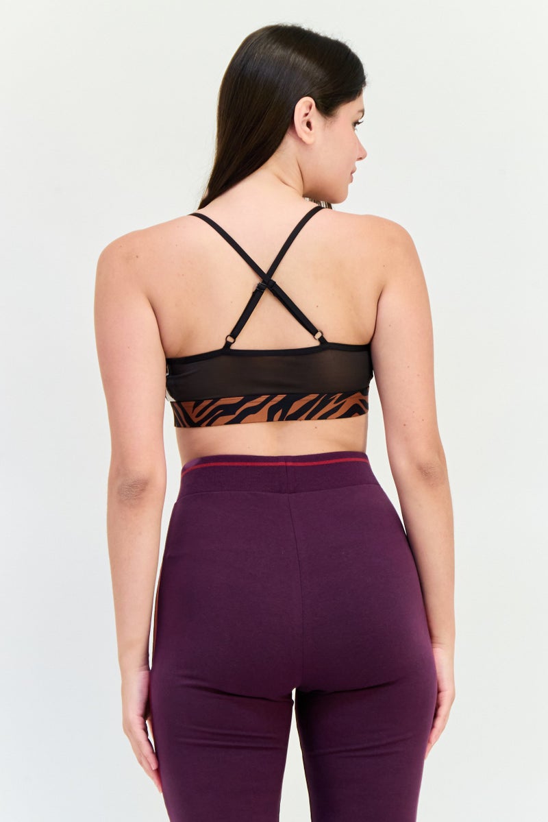 PUMA Women Animal Print Padded Sports Bra, Multicolor - Image 3