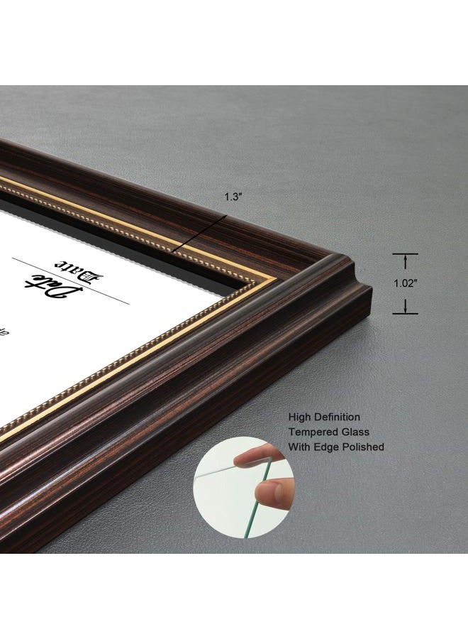 DEKWINN ,8.5x11 Diploma Frames Certificate Document Frame,1 Pack Reddish Brown/Gold Trim with Real Glass for Wall Gallery or Tabletop display, Without Mat FDE-PS3081-8.5X11-AG1 - Image 4