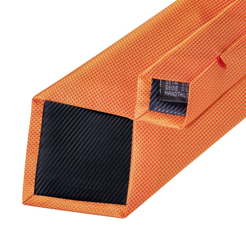 DiBanGu Mens Solid Color Tie and Pocket Square Set Woven Silk Plain Necktie & Handkerchief for Men Wedding Party Formal, Burnt Orange - Image 5