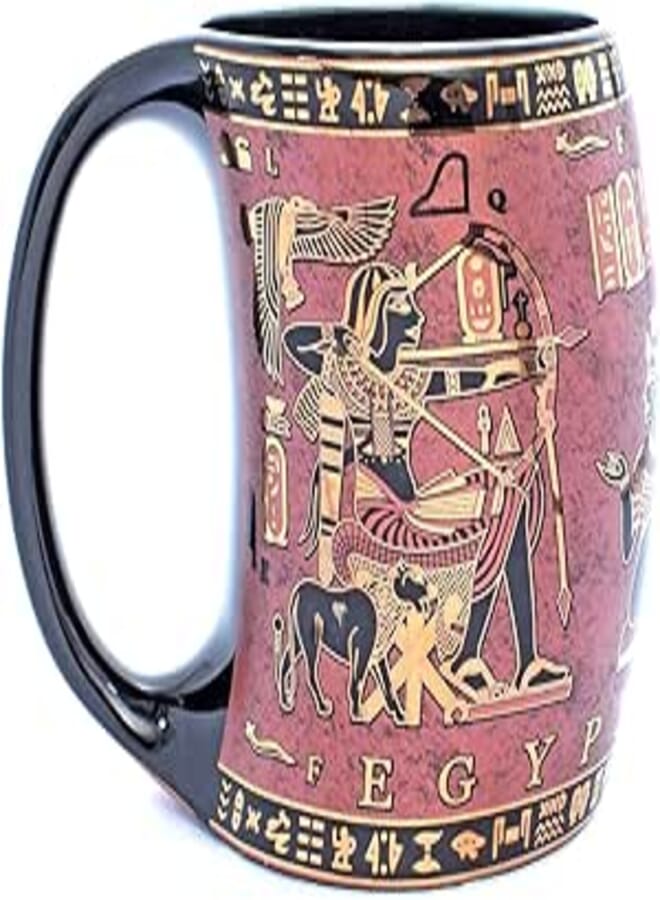 immatgar pharaonic tea and coffee mug ancient Egyptian souvenirs gifts from Egypt For women men birthday (Chariot - Black Red - 300MM)