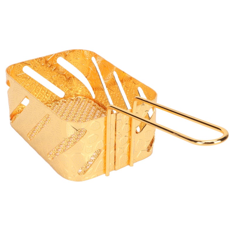 Stainless Steel Deep Fry Basket: 1 Pc Gold Colored, Safe Grip Handle, Easy To Clean - Multipurpose Fried Food Filter for Home Kitchen & Camping - Image 5