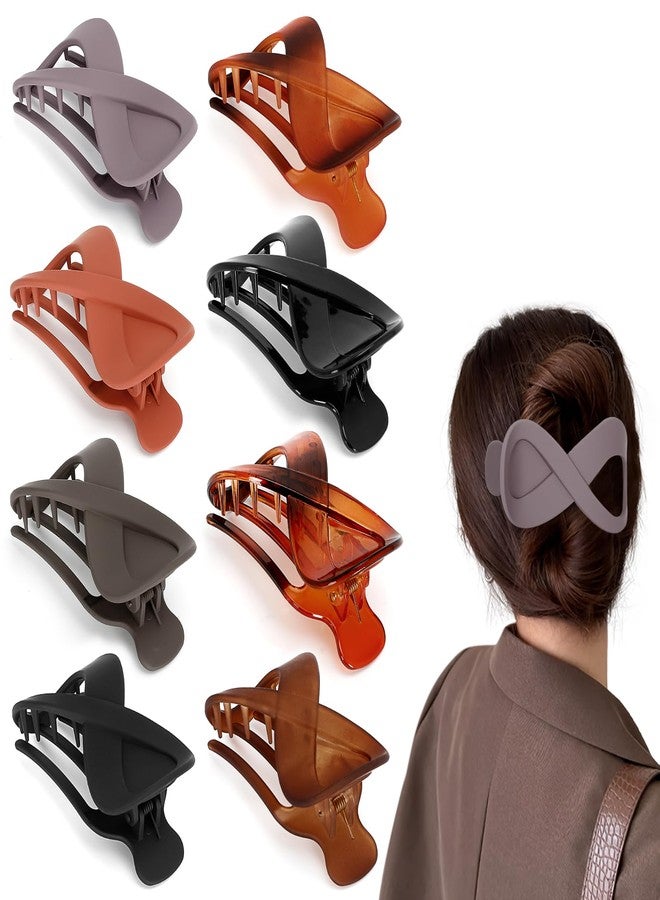 Siutaga 8 Pcs French Concord Flat Hair Clips Curved Hair Claw for Thin Thick Hair No Metal Hair Accessories for Brides Girl Women Birthday Christmas Gifts (3.35 Inch) - Image 1