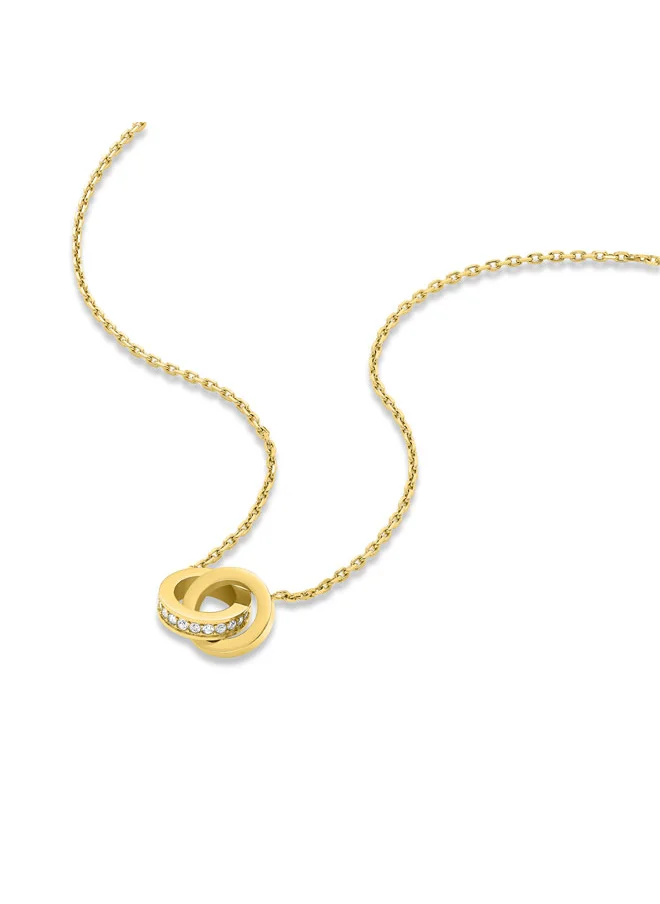 POLICE POLICE Unity Gold-Plated Necklace - Crystal-Adorned Pendant with Sleek Gold-Plated Ring