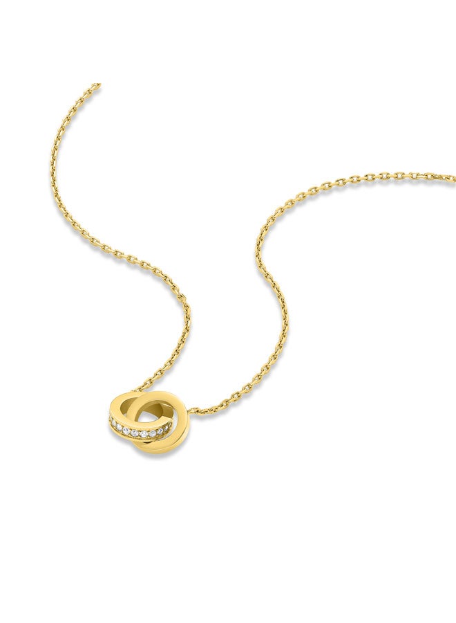 POLICE Unity Gold-Plated Necklace for Women with Crystals Interlockrings - Image 2