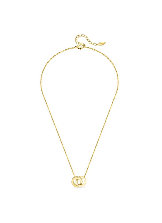 بوليس POLICE Unity Gold-Plated Necklace - Crystal-Adorned Pendant with Sleek Gold-Plated Ring