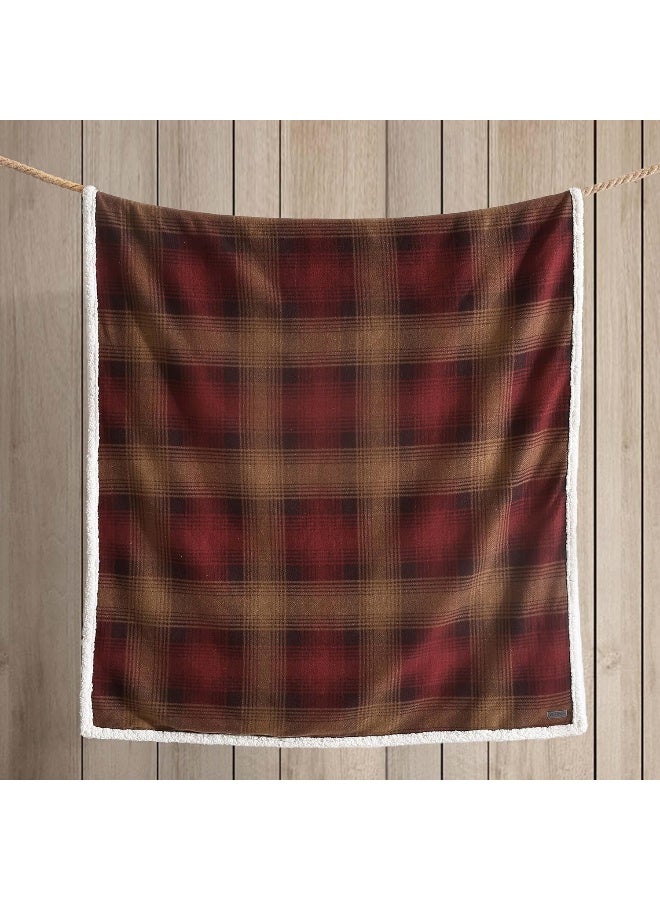 Eddie Bauer Blanket Super Soft Reversible Sherpa Brushed Fleece Bedding Ideal Throw Blankets for Couch Plaid Home Design Nordic Raisin - Image 2