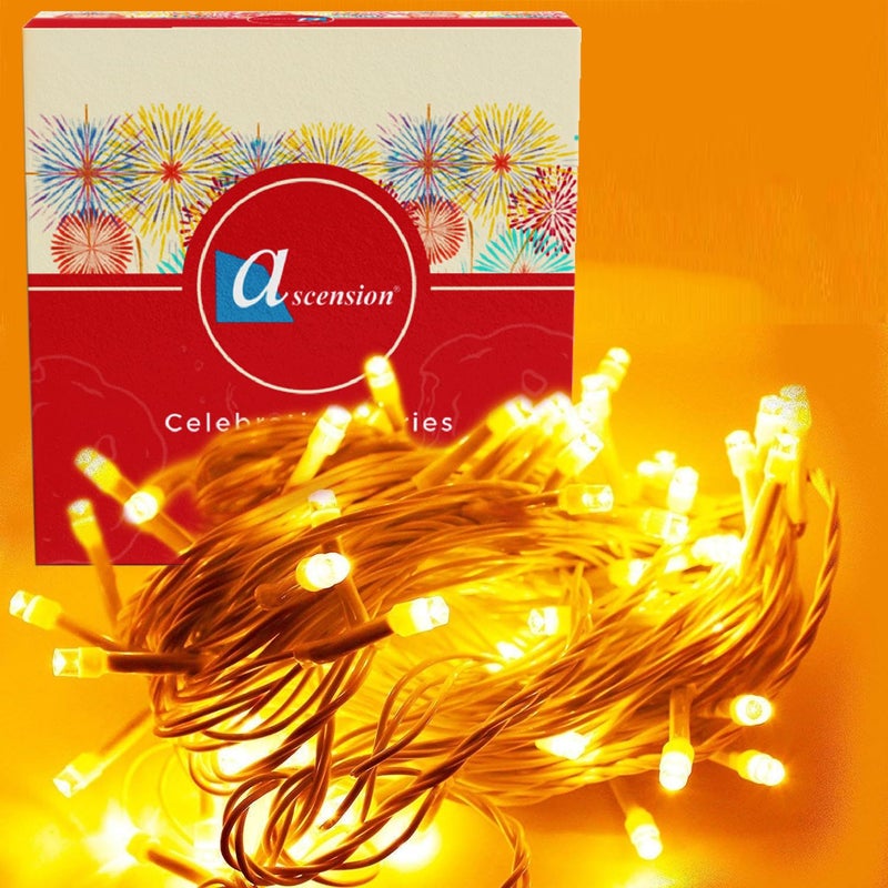 ascension Plastic 40 feet 12 Meter 42 LED Bulb String Fairy Lights Yellow for Indoor Outdoor Decorations String Lights for DIYDiwali Party Home Decor Christmas Lights for Festival Decoration - Image 1
