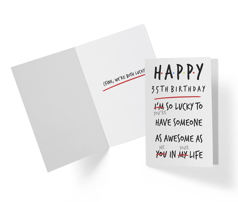 Karto Funny 35th Birthday Card for Men Women - Large 5.5x8.5 inch 35 Years Old Birthday Cards for Him Her - You Are Lucky - Image 2