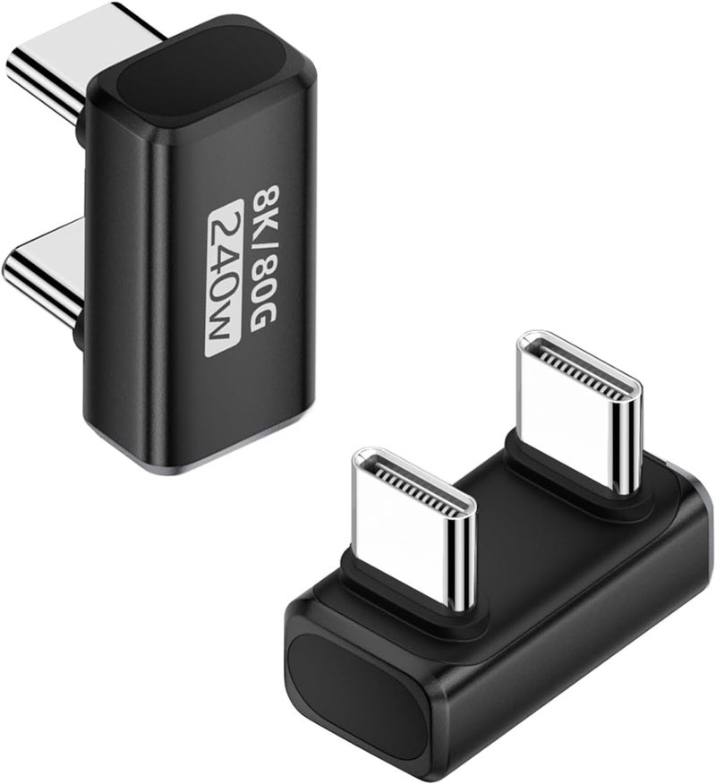 ETZIN 80Gbps USB C U Shaped Angle Data Adapter PD240W USB4.0 Type C Male to Male 180°Angle Fast Charge Connector USB4.0 C Full Function U Shape Plug, 8k@60HZ Casting, for Phone,Steam Deck,EPL-1554CC - Image 1