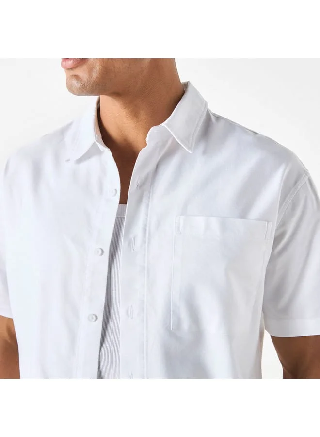 Iconic Iconic Solid Shirt with Short Sleeves and Pocket
