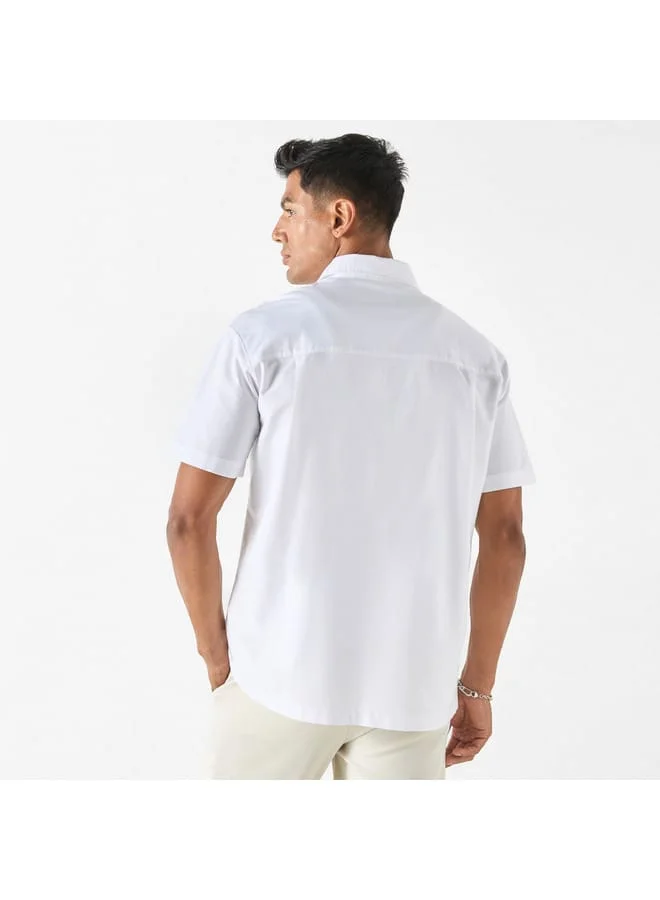 Iconic Iconic Solid Shirt with Short Sleeves and Pocket