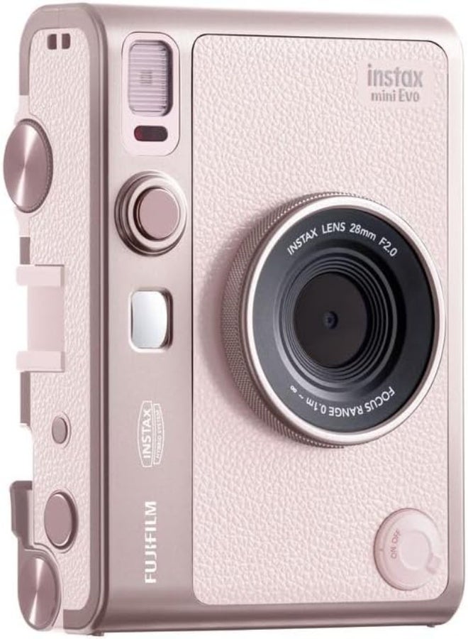 instax mini EVO 2-in-1 Hybrid Digital camera and photo printer, 2.7 inch ear LCD screen, with 10 lens and 10 film effects, uses instax mini film sold separately, Gentle Rose colour - Image 1