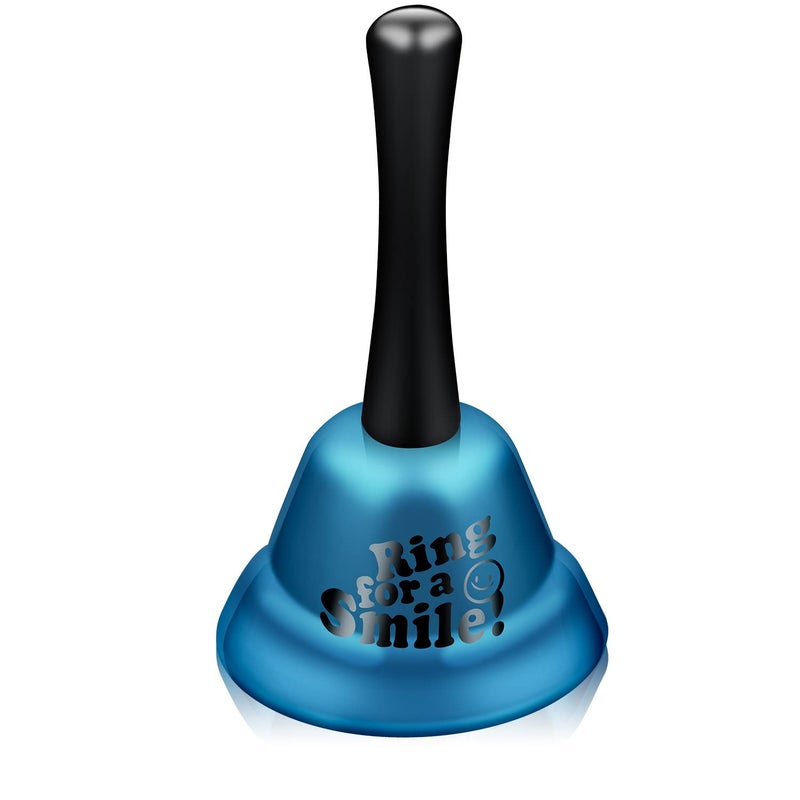 Blue Metal Hand Bell  53 Inch Loud Classroom Bell for Schools Offices Hotels