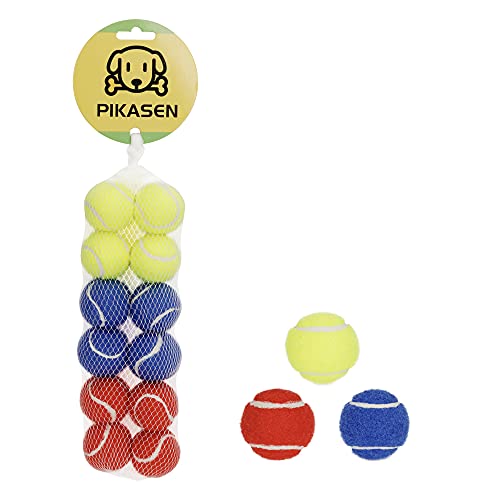 PIKASEN 15 Small Tennis Balls for Dogs Cat Toy 3 Colours and Pack of 12 Mini Tennis Balls for Small Dogs - Image 1