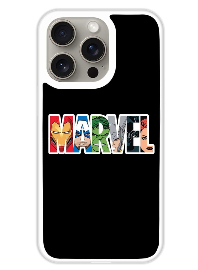Theodor Protective Case Cover For APPLE IPHONE 15 Pro Marvel Charecters (White Bumper) - Image 1