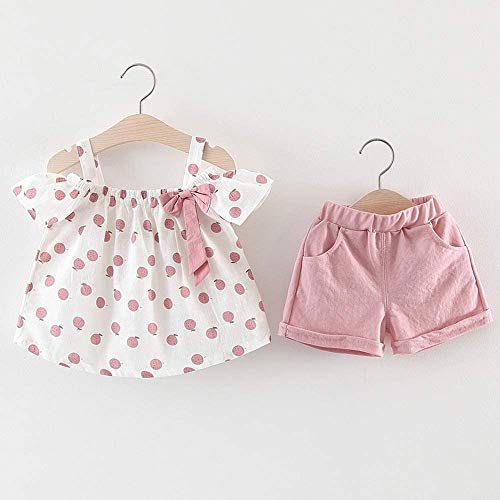 Hipea Toddler Baby Girls Summer Clothes Outfits Ruffle Camisole Spot Dot Tops and Casual Shorts 2-Piece Newborn Girl Clothing Set (18-24M) - Image 2