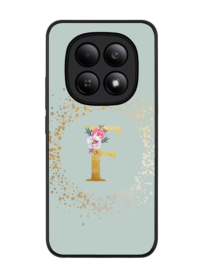 For Xiaomi Redmi Note 15 4G Case,Slim fit Camera Protection, Shockproof Thin Phone cover  - Custom Monogram Floral - F  (Light Grey )