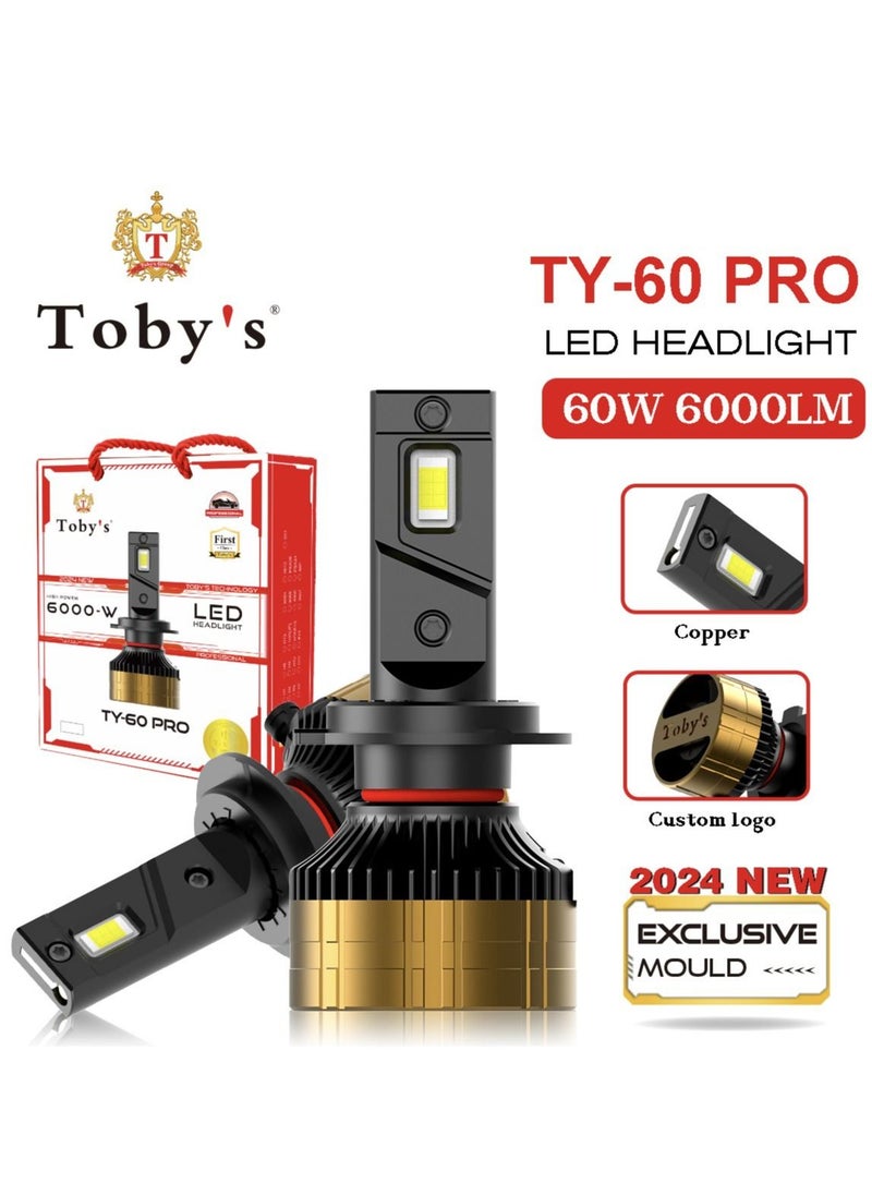 Toby's 2 Pieces H4 60W LED Headlight Bulb Assembly 6000 Lumens Xtreme Bright  - Image 1